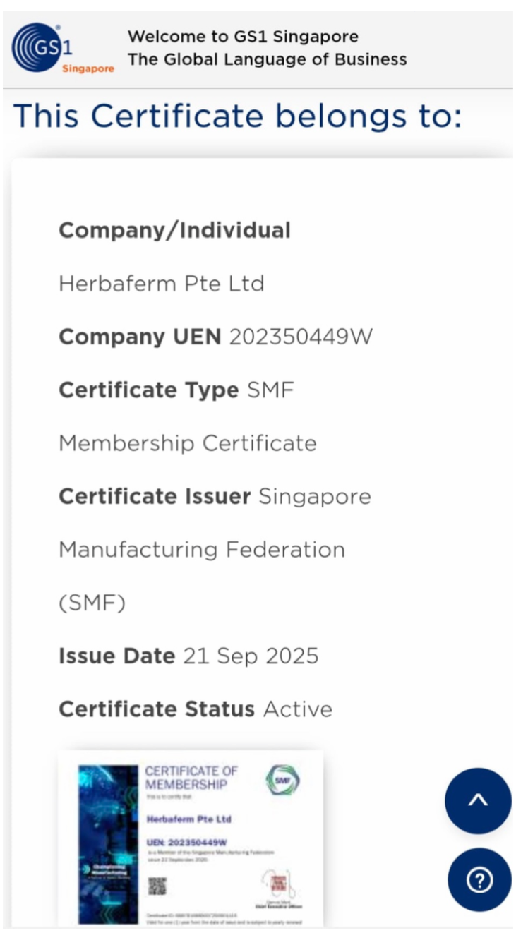 Herbaferm joins the Singapore Manufacturing Federation